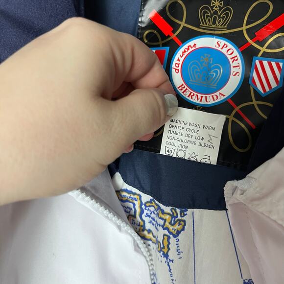 Vintage 90s Bermuda Sports White Windbreaker Jacket Size Unisex Small Nautical - Picture 7 of 12